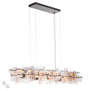 Lampu Gantung LED Linear Kaca Tebal Transparan Modern Elegan Amerika untuk Ruang Tamu Meja Makan Pulau Dapur - Product Image 2