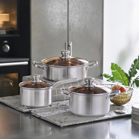 Happycooking Quirurg Set Peralatan Dapur Stainless Steel Harga Terbaik Panci Logam Baterai Panci untuk Memasak di Rumah