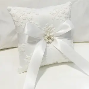 Anel de casamento, decoração de casamento ocidental, travesseiro de pérola, flor, laço, anel de travesseiro, almofada padrão