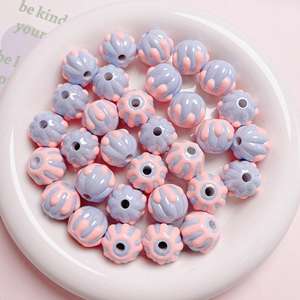 16mm Cute Hand-painted Pumpkin Multi-color Modern <b>Large</b> Hole Round Acrylic <b>Beads</b> DIY Jewelry Mobile Phone Chain Accessories - Product Image 5