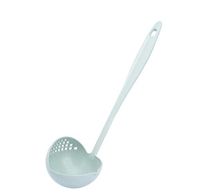 Cuchara de sopa de plástico con mango largo 2 en 1 cuchara de olla caliente restaurante cuchara de filtro de paja de trigo para el hogar - Product Image 4