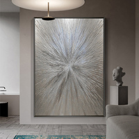 Peinture à l'huile abstraite moderne 100% peinte à la main sur toile, avec lignes argentées et dorées, texture épaisse, faite à la main