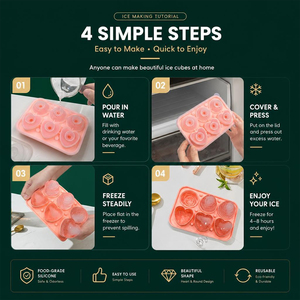 Ensemble de moules à glace en silicone de qualité alimentaire en forme de rose et de cœur 3D, avec couvercle hermétique, anti-odeur, anti-fuite, empilables, pour whisky, cocktails, desserts - Product Image 4