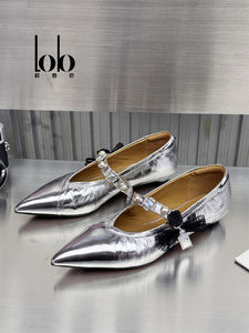 Femmes à la mode printemps automne bride à la cheville chaussures 3cm en peau de mouton Ballet avec perle nœud papillon respirant et antidérapant - Product Image 3