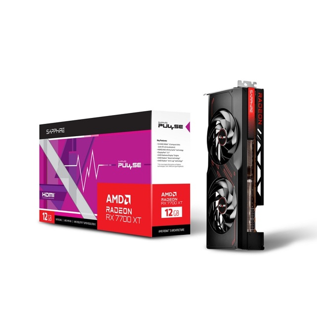 New Sapphire PULSE for Radeon RX 7700 XT 12GB GDDR6 OC PCI Express Desktop Fan-Cooled Gaming Card DisplayPort 2.1 for 7680x4320