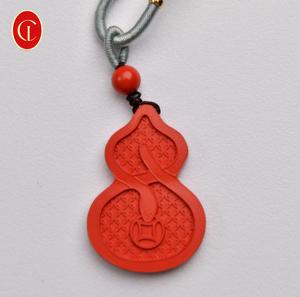 Pendentif en cinabre naturel en forme de serpent et de calebasse - Collier tendance avec chaîne en corde, talisman bouddhiste pour la richesse, la <span class=keywords><strong>sagesse</strong></span> et la chance, cadeau - Product Image 2