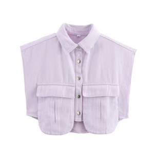 Nuevo Chaleco Vaquero de Moda Otoñal con Doble Bolsillo y Ribete de 3 Colores, Camisola sin Mangas Vintage para Mujer, Tops Chic - Product Image 3