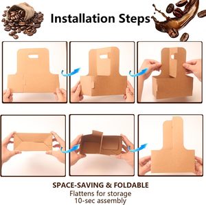 Support de tasse portable rose en gros pour café, lait, thé à emporter – Emballage en papier kraft - Product Image 5