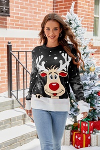 OEM ODM Custom <strong>Women's</strong> <strong>Christmas</strong> Sweater Pullover Wrinkle Resistant Rib Trim Vintage <strong>Christmas</strong> Holiday Casual Knit <strong>Jumper</strong> - Product Image 6