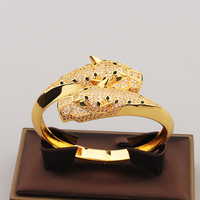 Nouveaux bijoux pour hommes et femmes, bracelet en cuivre plaqué or, bracelet léopard à double tête, bracelet léopard tacheté