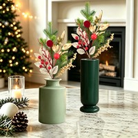 Guirlande de Noël en feuilles de pin dorées et baies de velours rouge, 40 cm (15,75 pouces)
