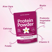 Poudre de protéines à la vanille faible en calories pour le bien-être des femmes, avec biotine, vitamine C et aloe vera