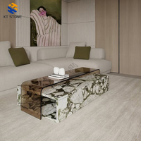 Table basse rectangulaire moderne en marbre, plateau en pierre naturelle, style minimaliste, pour salon et bureau à domicile – Collection 2026, Offre Spéciale