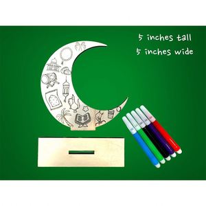 Eid Wooden Diy Coloring <b>for</b> Kids Ramadan <b>Boys</b> Girls Moon Table Sign Mosuqe Prayer Mats Shape Ornament - Product Image 3