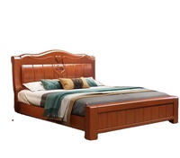 Vente en gros de lits modernes de luxe en bois massif, tailles Queen et King, avec rangement, meubles de chambre à coucher pas chers JY-B118