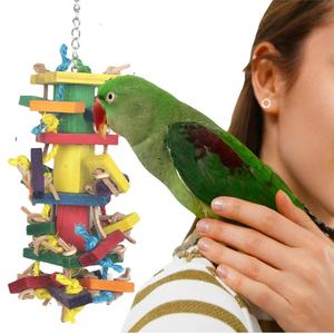 Juguete Colgante de Madera Multicolor Natural para Loros, Aves y Maracas, con Cuerda de Cuero y Bloques de Madera, Juguete Columpio para Masticar - ¡Venta Caliente! - Product Image 6