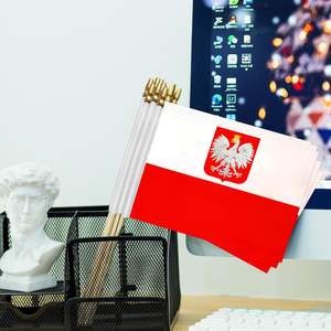 Logotipo personalizado 14x21CM Mesa de poliéster Portador de bandera ondeando banderas polacas y banderas de automóviles - Product Image 6