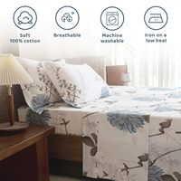 Ensemble de draps de lit en coton imprimé tropical floral pour chambre à coucher, respirant, mignon, facile d'entretien, extra doux et confortable, pour toutes les saisons
