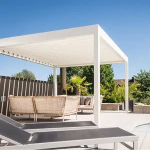 Gran oferta, kit de techo de persiana bioclimática personalizada, gazebo de jardín de aluminio, parasol de arco para exteriores, pérgola de aluminio impermeable motorizada