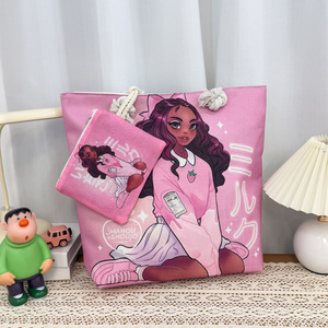 <span class=keywords><strong>Sac</strong></span> à <span class=keywords><strong>main</strong></span> pliable léger Aimiqi pour femme, <span class=keywords><strong>sac</strong></span> fourre-tout imprimé fille noire peint à la <span class=keywords><strong>main</strong></span>, <span class=keywords><strong>sac</strong></span> à bandoulière brodé avec fermeture éclair pour le voyage - Product Image 4