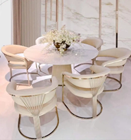 Chaise de Salle à Manger d'Hôtel Luxe Léger, Fauteuil de Restaurant Moderne avec Structure en Acier Inoxydable Doré