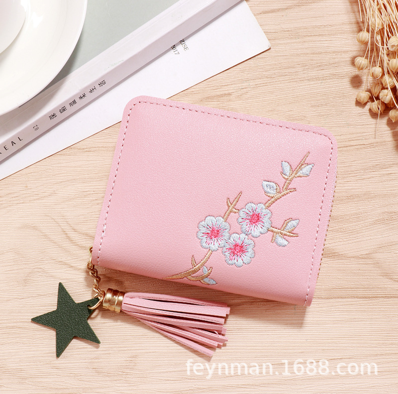 New 2024 Short Women's Zero Wallet Embroidered Mini Card Bag