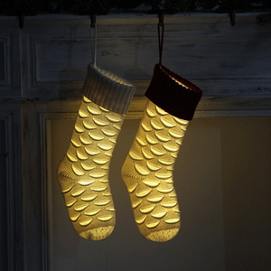 <span class=keywords><strong>Chaussettes</strong></span> de Noël tricotées personnalisées et en gros avec bordure à volants - Product Image 5