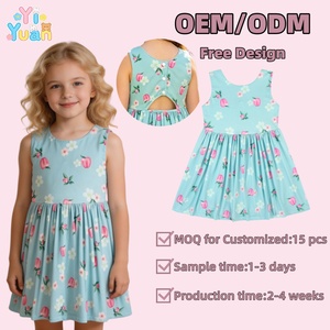 Vestito Estivo Senza Maniche per Bambine con Stampa Pesca Personalizzata, Abito Girevole con Apertura Posteriore e Bottoni, Abbigliamento per Bambini - Product Image 1
