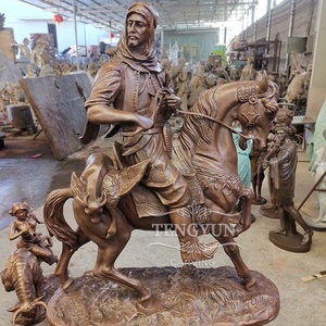 Estatua de bronce de tamaño pequeño decorativa para el hogar escultura de figura de cazador árabe <span class=keywords><strong>a</strong></span> <span class=keywords><strong>caballo</strong></span> para decoración de escritorio - Product Image 2