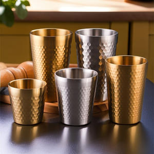 ステンレス鋼304韓国製二層マグカップアンチスカルドダイヤモンドパターンウォーターカップビール茶飲料カップゴールドカラー - Product Image 1