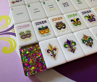 Set Ubin Mahjong Amerika Berkilau Karnaval Mardi Gras, Set Permainan Mahjong Topeng Festival Liburan untuk Hadiah Pecinta Pesta