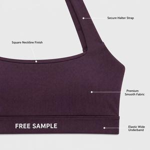 Premium Plum Halter Sports <b>Bra</b> with Square Neckline <b>Open</b> Back and High Stretch Fabric for Yoga Pilates and Activewear Brands - Product Image 4