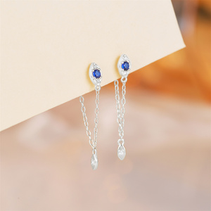 ต่างหูเงินแท้ 925 ประดับพู่ห้อยรูปดวงตาปีศาจ - Product Image 4