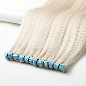 Extensioni per Capelli con Nastro Adesivo Iniettato di Alta Qualità, <span class=keywords><strong>Biondo</strong></span> <span class=keywords><strong>Platino</strong></span>, Capelli Vergini Europei Grezzi da Donazione, Fornitori di Trame con Nastro Adesivo - Product Image 1