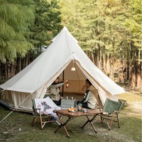 Tente cloche en toile de coton imperméable 4 saisons avec cheminée, tente de glamping de luxe pour camping en plein air et complexe hôtelier