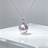 Collier de perles violettes Aurora 13,5 mm avec chaîne fine, accessoire de mariage noble, bijou de déclaration raffiné pour douche nuptiale