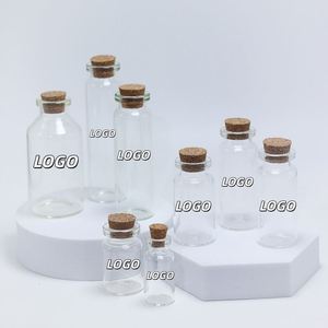 Wholesale Mini Wishing <b>Bottle</b> 5ml 10ml 15ml 20ml 25ml Clear Glass Vials Custom Logo Screen Printed Cosmetic Packaging <b>Cork</b> - Product Image 1