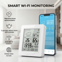 Station météo intelligente WiFi sans fil, thermomètre et hygromètre d'intérieur, prévisions météorologiques précises