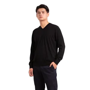 2024 Factory hot wholesale Man V neck long sleeve in high quality machine knitted cashmere sweater