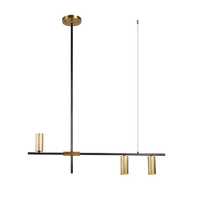 Lustre long en cuivre de style nordique simple, couleur or et noir, pour salle à manger, restaurant, avec éclairage COB Sport