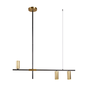 Lustre long décoratif en cuivre de style nordique simple, couleur or et noir, pour salle à manger, restaurant, avec éclairage COB Sport - Product Image 4