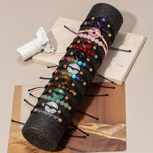 Bracelet <span class=keywords><strong>Feng</strong></span> <span class=keywords><strong>Shui</strong></span> Bracelet en agate de pierres précieuses naturelles Boucle Donut Chakra Pierre Perles Bracelet Bonne Fortune Richesse Amour Bijoux - Product Image 3