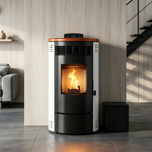Poêle à granulés de <span class=keywords><strong>bois</strong></span> moderne à design rond, étanche, écologique, conforme aux normes EN16510 CE ROHS KM1011A, avec Wifi - Product Image 1