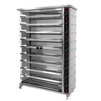 Four à rôtissoire électrique à 9 niveaux, conception rotative automatique, configuration à 3 étages et 6 tiges, en acier inoxydable, alimenté au gaz (gaz naturel/GPL)
