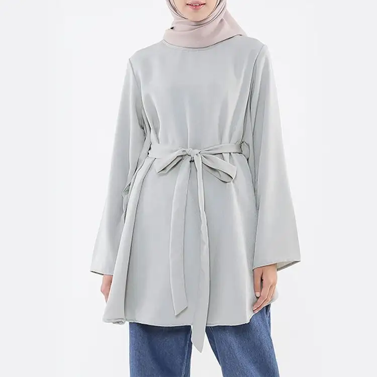 Wholesale Latest Design Modern Islamic Clothing Blouse New Abaya Digital Print Large Size For Womens Tops Blouses
