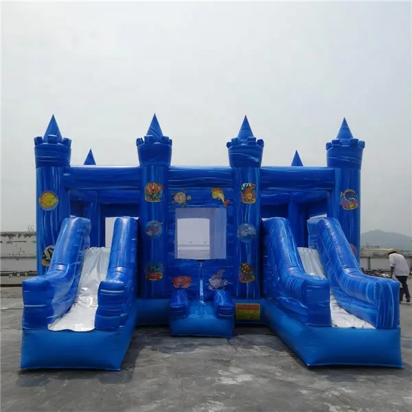 महासागर थीम inflatable महल बाउंसर स्लाइड के साथ, डबल पक्षीय inflatable उछालभरी कॉम्बो B3094