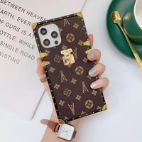Designer de marque de luxe pour coque de téléphone carrée pour iPhone 14