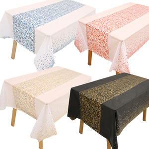 Mantel <span class=keywords><strong>de</strong></span> Plástico Desechable <span class=keywords><strong>de</strong></span> 54 x 108 Pulgadas para Mesas Rectangulares, Cubierta Impermeable para Decoraciones <span class=keywords><strong>de</strong></span> Nochevieja - Product Image 1