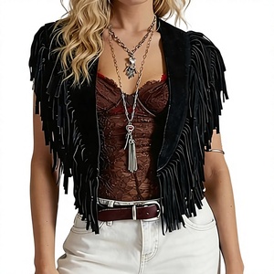 Women's Black Fringe Shawl Medium Length Polyester Bohemian <b>Scarf</b> For Daily Wear All Seasons - Product Image 1