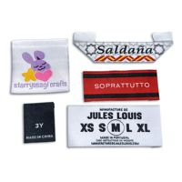 YH-luxe personnalisé damassé Satin taille tissu coton Logo tissu vêtement fer sur tissé cou Textile étiquette étiquette pour marque de vêtements